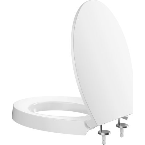 Asiento de inodoro con mecanismo de cierre suave, asiento de inodoro en forma de O con función de liberación rápida para una fácil instalación y limpieza, asiento de inodoro de duroplast, blanco (1/5)