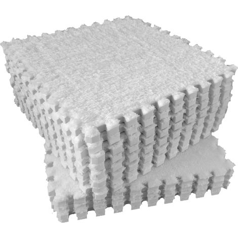 Ensemble de 12 dalles de moquette emboîtables en mousse EVA – Tapis de sol pelucheux, antidérapant et insonorisant – Pour chambre, crèche et salle de jeux