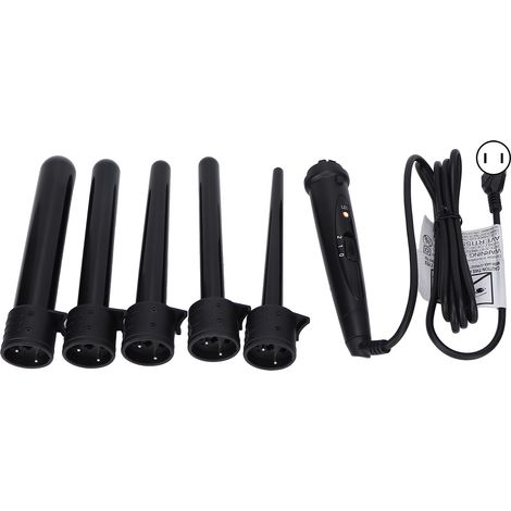 Fer à friser professionnel 5-en-1 85W, céramique à chauffe rapide, 100-240V noir fiche US, lisseur boucleur polyvalent (1/5)