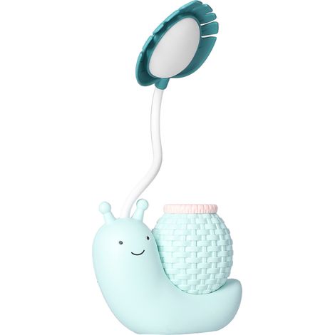 LED-Schreibtischlampe mit Stifthalter, Multifunktion, USB-Ladefunktion, niedliche Schreibtischlampe für Schüler und Kinder (Blau) (1/5)