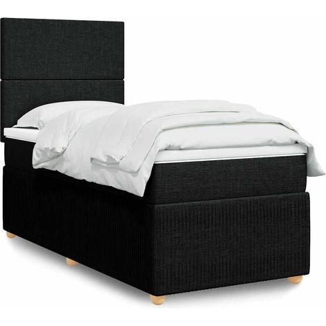 Boxspringbett mit Matratze Schwarz 90x200 cm Stoff