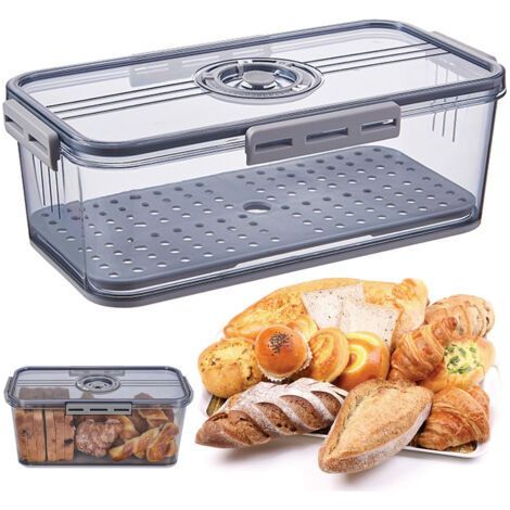 ALLIANDISBoîte à pain hermétique pour comptoir – Design à clipser avec valve d'air – Matériau plastique durable – Suivi de date intégré (1/5)