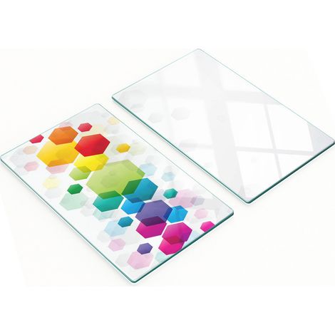 Tablas decorativas de vidrio para cortar y servir, cubos de colores, 2 x 30 x 52 cm (1/5)