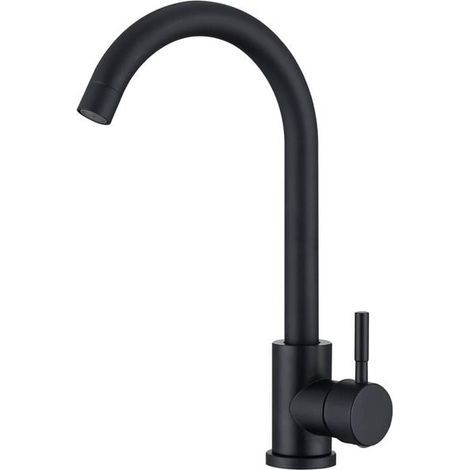 Grifo mezclador de cocina negro, caño giratorio de 360°, grifo mezclador de fregadero de acero inoxidable duradero - grifo de cocina (1/4)