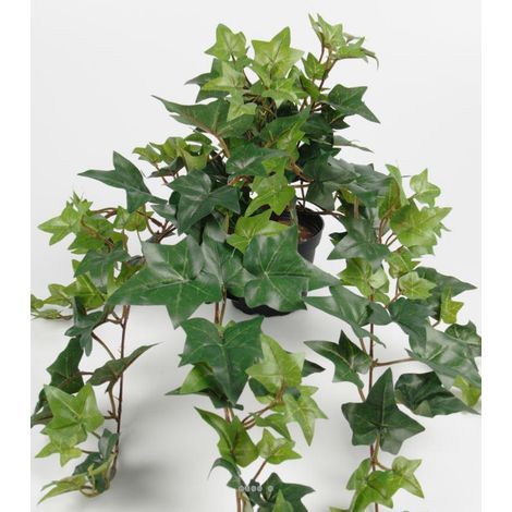 Lierre artificiel Vert en chute L 60 cm en pot 9 ramures dense H 20 cm (1/2)