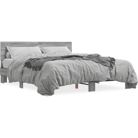 Maison Exclusive - Bettgestell Grau Sonoma 150x200 cm Holzwerksto (1/5)