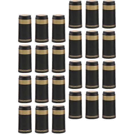 Manchons thermorétractables pour bouteilles, film de protection thermorétractable, 100 pièces, PVC noir (1/5)