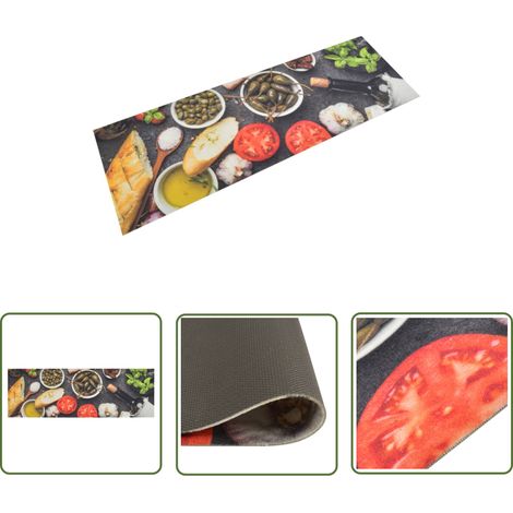 The Living Store Tapis de cuisine lavable impression vin dîner 60x180 cm velours - Tapis De Cuisine - Tapis Absorbant - Tapis Décoratif - Tapis Multicolores - Tapis Salle À Manger (1/5)