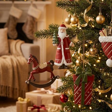 Pendaglio natalizio addobbo doubleface per albero e decorazione natalizia -Babbo Natale (1/5)