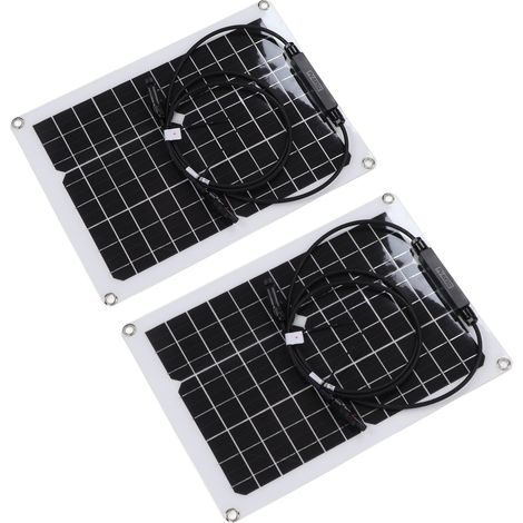 Lot de 2 panneaux solaires souples monocristallins 15W étanches avec régulateur solaire 50A pour batterie 12V camping caravanning bateau (1/5)
