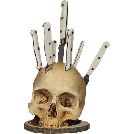 Porte-couteau squelette, porte-couteau crâne gothique, porte-couteau de cuisine, décoration de table crâne d'Halloween, porte-couteau en Halloween (1/5)