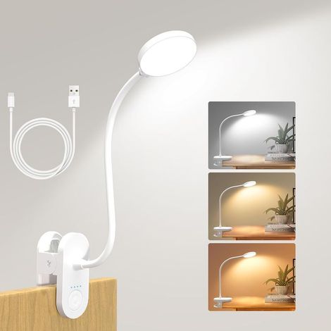 61 LED Lampe de Lecture avec Pince – 【3 Températures & 10 Luminosités】 2000mAh USB-C, 40cm Flexible Cou, Lampe de Lit, Bureau & Camping (1/5)