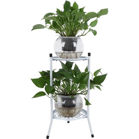 SJLERST Support de plantes en métal, 50 cm, support pour pot de fleurs, support à 2 niveaux, pour l'intérieur et l'extérieur (1/5)