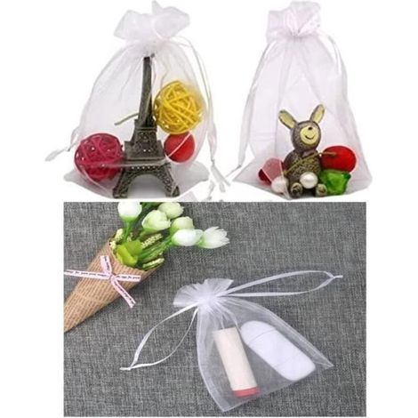 100 sacchetti in organza 10x15 cm per regali di nozze, gioielli e lavanda, bianco - ALTRO (1/3)