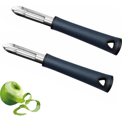 Lot de 2 éplucheurs multifonctionnels en acier inoxydable avec poignée ergonomique - Éplucheur de fruits et légumes, idéal pour les pommes de terre, les carottes et autres légumes (1/5)