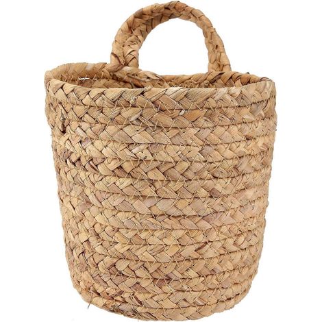Wandhängender Rattan-Pflanzkorb für drinnen und draußen, Blumentopfkorb S--