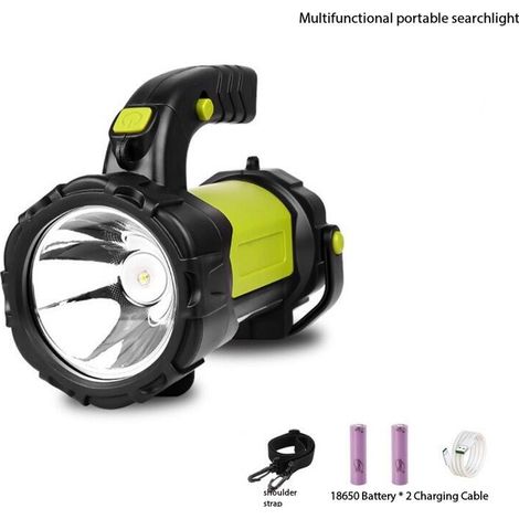 Lampe torche LED rechargeable USB puissante de mAh avec lumière latérale, lampe torche étanche pour randonnée d'urgence, chasse en camping (avec lumière latérale) (1/4)