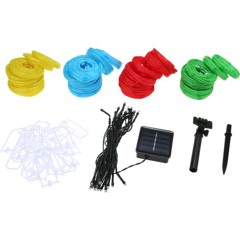 Guirnalda de luces solares de 8 metros de largo con 40 LED y dos modos de iluminación: luz fija y parpadeo. Flexible, maleable y resistente al agua (IP44). Batería integrada de 400 mAh. (1/5)