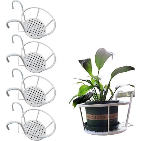 supports de suspension pour pots de fleurs en fer forgé, blancs, pour balcon ou jardin (AAA) (1/5)