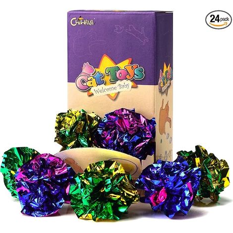 Cat Toy Mylar Balls Crinkle Crackle Balls Kitten Toys Assorted Colours (1/5)