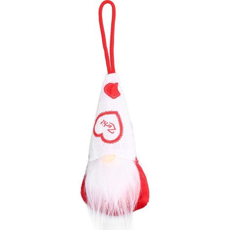 Poupée gnome suspendue déco Saint-Valentin, ornement en peluche pour sapin, cheminée, fête, blanc (1/5)