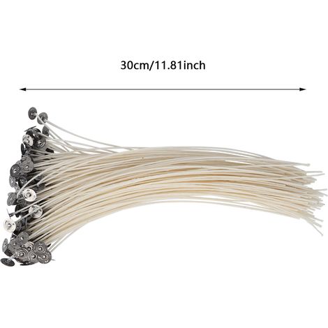 Mèches de Candle DIY Éco-friendly (30cm) - 100pcs Paraffin Naturel - Sans Fumée, Multi-Usages pour Wax Soy Bees Wax (1/5)