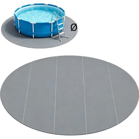 Bâche de piscine, Gris clair, Géotextile en polyester, Diamètre 550 cm, Poids 3,6 kg, Épaisseur environ 1 mm (1/5)