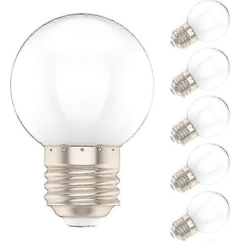 5 ampoules LED E27 à lumière chaude 1 W, 100 lm, faible consommation, lampe décorative, AC 220-240 V [classe énergétique A+] (1/5)