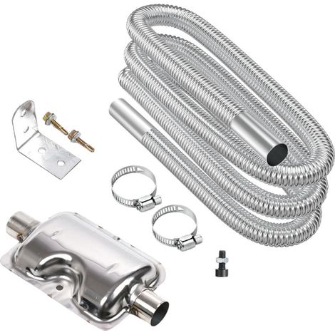 Tubo de escape con silenciador, fabricado en acero inoxidable, con 2 abrazaderas de acero inoxidable, longitud 300 cm, diámetro del orificio 25 mm (1/3)