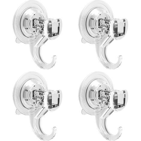 4 Stück Saugnäpfe mit Haken für Zuhause, Badezimmer, Dusche, Küche, Zuhause, Glasvorhanghaken, Fliesen, Duschtür, zum Aufhängen, 2 kg, transparent (1/5)