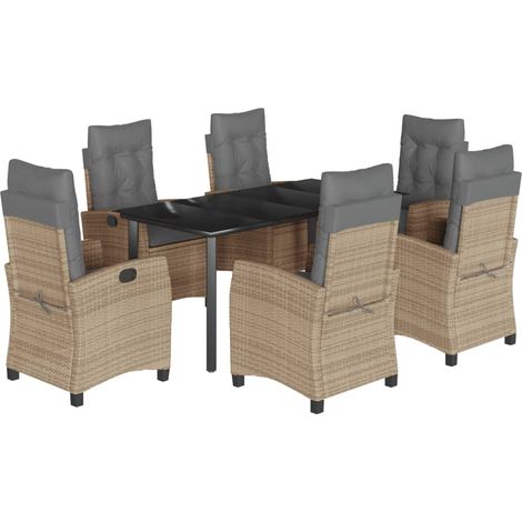 Maison Exclusive - Set comedor de jardín 7 pzas con cojines ratán (1/5)