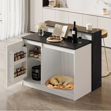 table manger bar multifonction MDF noir blanc OKMYHOME