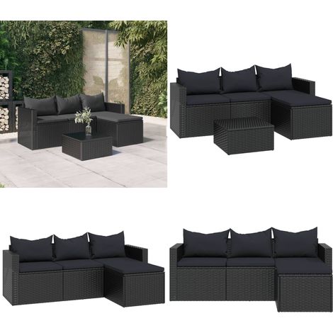 Salon de jardin Noir Résine tressée - Salon De Jardin - Mobilier De Jardin - Set De Salon - Meubles De Jardin - Terrasse - Home & Living (1/5)