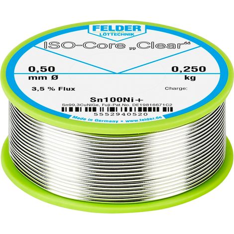 Felder ISO-Core "Clear" Sn100Ni+ Lötzinn Spule Sn99,25Cu0,7Ni0,05 0.250 kg 0.5 mm