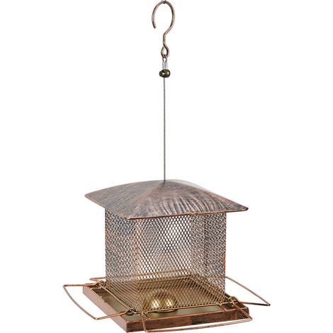 Mangeoire à oiseaux, mangeoire à oiseaux suspendue en métal robuste pour l'extérieur, adaptée aux jardins, terrasses et cours. (1/5)