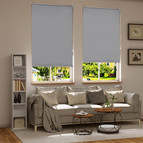 WOLTU Verdunklungsrollo ohne Bohren Klemmfix, Thermorollo Fensterrollo Blickdicht easyfix Verdunkelung Rollos, Sichtschutz und Sonnenchutz für Fenster, Tür, 120x120cm (BxH), Grau