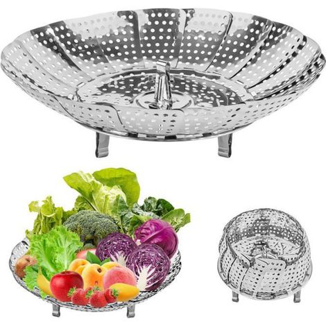 Panier Vapeur Inox - 1, Panier Vapeur Pliable Réglable Cuiseur Vapeur Cuisine - Inox Étiquette (1/5)