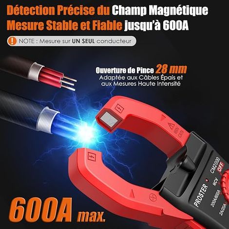 Pince Ampèremétrique Multimetre Numérique NCV 600A Courant AC (1/3)
