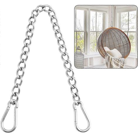 Chaîne avec deux mousquetons, capacité de charge de 400 kg, chaîne de suspension robuste en acier inoxydable, chaîne d'extension. (1/5)