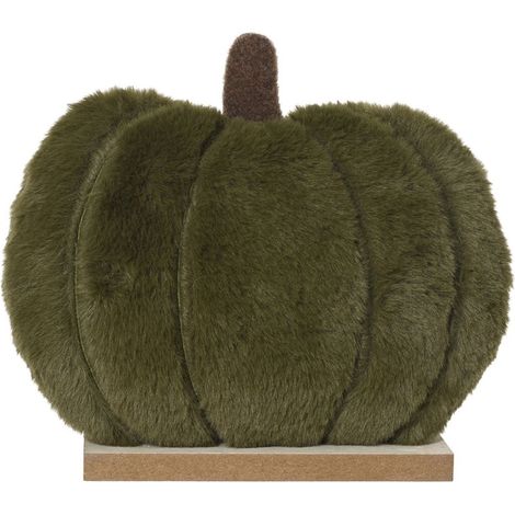 Zucca autunnale per la tavola di Halloween, poliestere, verde, 21 cm, 1 pezzo
