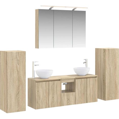 Ensemble de mobilier de salle de bain 6 pcs Chêne Sonoma vidaXL (1/5)