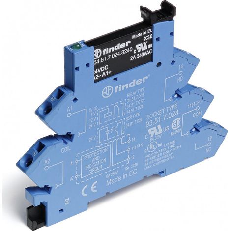 Interface statique 1NO 0,1A IN : 24V DC sensible OUT : 48V DC à ressort FINDER 389170247048