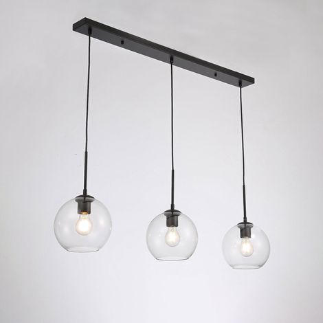 Lámpara Colgante Cristal Triple "Merce" - 3 X E27 - Negro