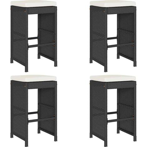 Tabourets de bar de jardin，Repose-pied et coussins lot de 4 résine tressée CFW15100 (1/5)