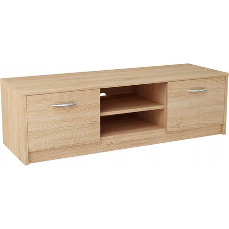 Meuble TV Chêne de Sonoma - Banc TV, Table TV avec 2 portes et 2 étagères - 120 x 41 x 36 cm (1/4)