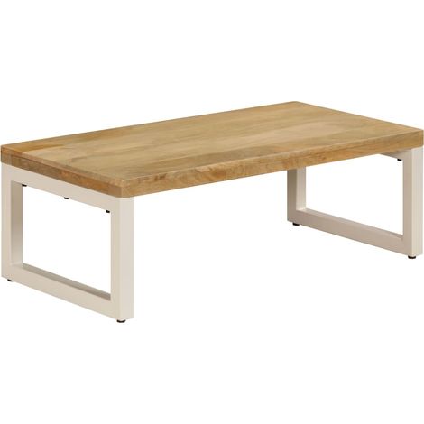 Couchtisch 100x50x35 cm Massivholz Mango und Stahl