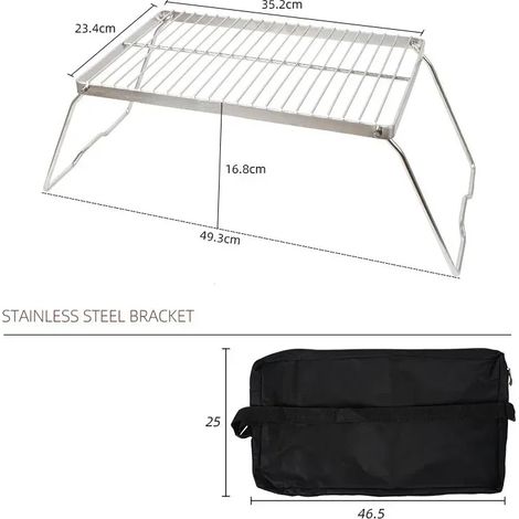 Support de barbecue pliable portable en acier inoxydable pour feu de camp, barbecue d'extérieur, réchaud à gaz et à bois avec sac de transport, réchauds de cuisine portables (1/5)