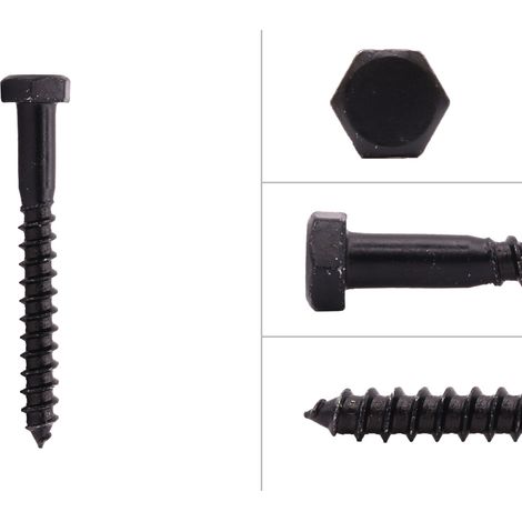 Sechskant Holzschrauben Schwarz M8 x 70 mm - Per 10 Stück