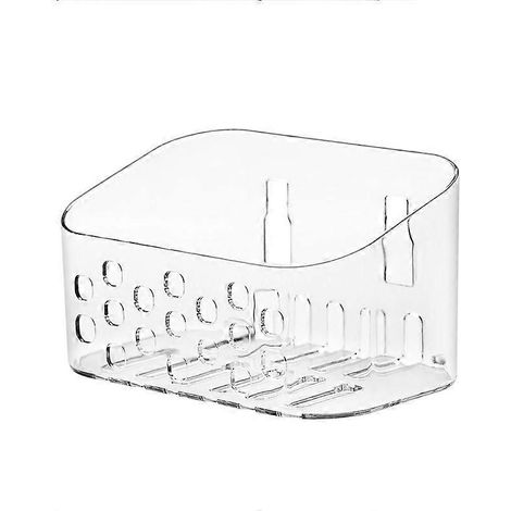 Petit panier de douche mural sans perçage pour salle de bain et cuisine, en plastique transparent (1/5)