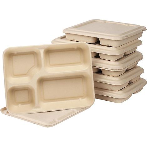 20 Plateaux Carrs Jetables En Bagasse - Biodgradables Et Compostables (1/5)